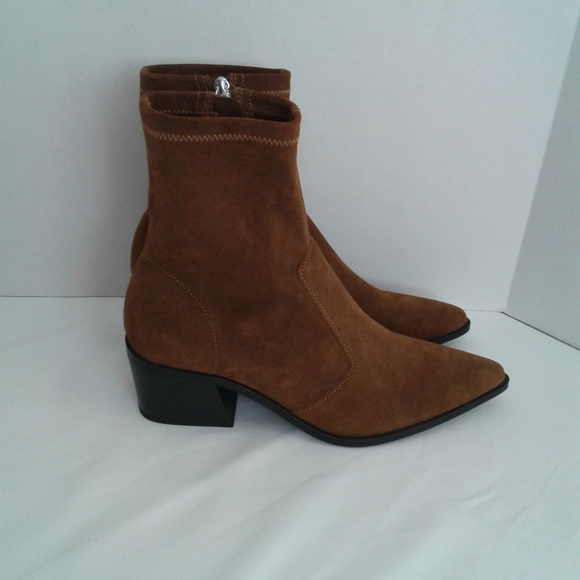 Zara Heeled Suede Leather Ankle Boots Brown Block Heel Size 40 NWT - Picture 11 of 16